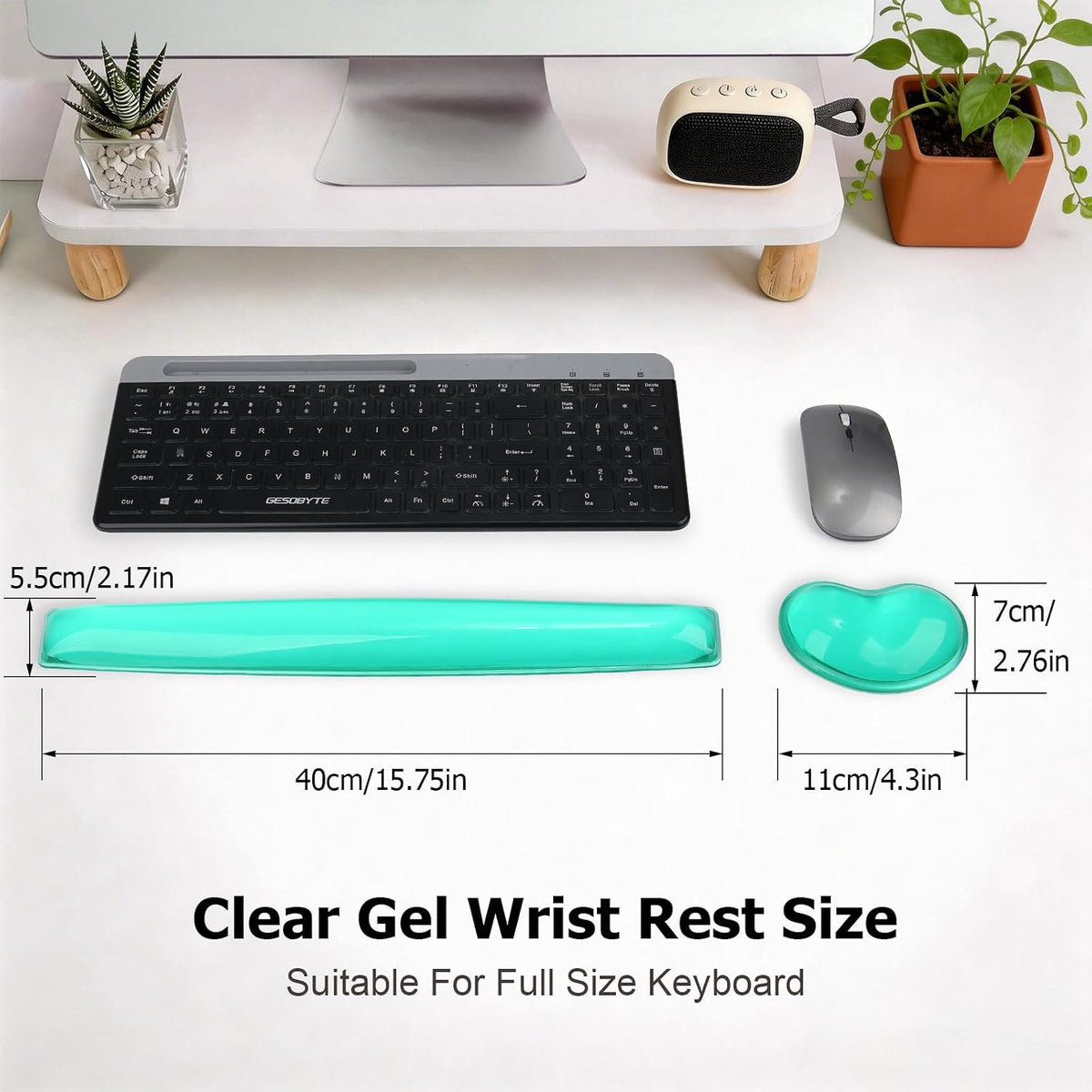 Gel Keyboard & Mouse Wrist Rest Set - Keyboard Wrist Rest Pad & Mouse Support for Office Gaming Pad Computer Laptop Ergonomic Comfortable Pain Relief- Blue Pad Set
