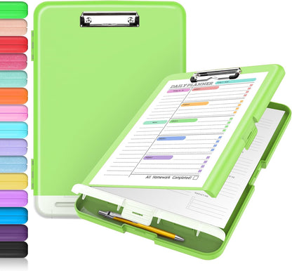Clipboard with Storage, Clip Board 8.5 x 11 with Pen Holder, High Capacity Plastic Organization Case Box for Letter Legal A4 Size Paper, Nurses Teachers Must Haves, School & Office Supplies