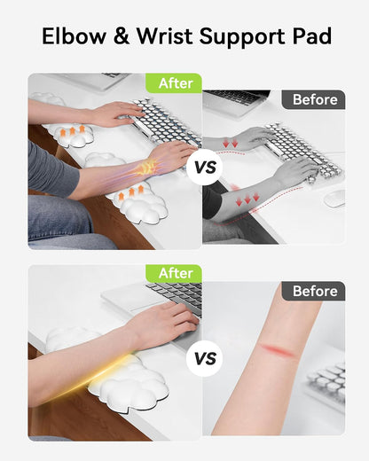Laborio Elbow Pad for Desk, 2-Pack L-Shaped Desk Edge Arm Rest Cloud Wrist Rest, Non-Slip Memory Foam Wrist Pads, Black Wrist Support for Keyboard, Mouse, Laptop