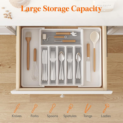 Expandable Silverware Drawer Organizer, Kitchen Utensil Tray