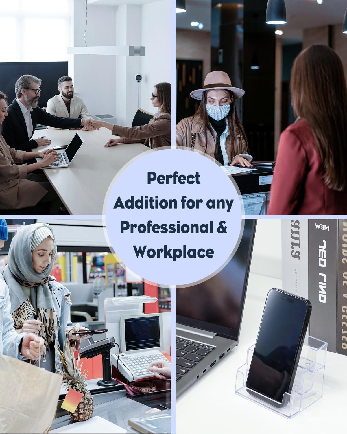 Uniclife Acrylic Business Card Holder for Desk 1 Slot Clear Business Card Display Stand for Men & Women Desktop Business Card Organizer Card Stand for Office Home Exhibition, 60 Card Capacity