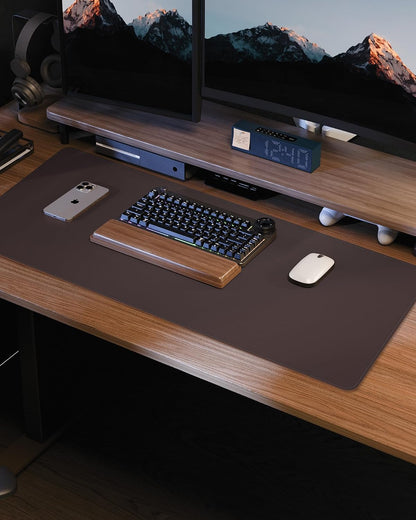 AFIING Large Desk Mat 55" x 24" - PU Leather Desk Pad Protector, Waterproof Non-Slip Extended Mouse Pad for Office Desk, Keyboard, Laptop and Home Workspace (Black)