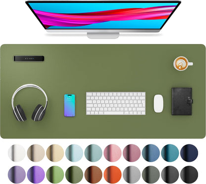 Aothia Leather Office Desk Pad Protector, Non-Slip PU Leather Desk Blotter, Waterproof Laptop Writing Mouse Pad for Office and Home, Black, 31.5" x 15.7" - Colors A
