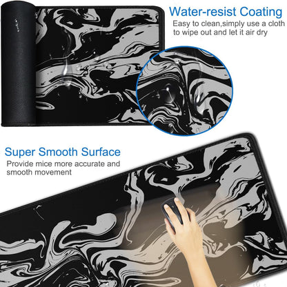 Large Gaming Mouse Pad, 31.5x15.7 inch Large Extended Computer Keyboard Mouse Mat, Water Resist Non-Slip Mousepad Rubber Base Long XXL Desk Mouse Pad for Work & Gaming, Office & Home, Black