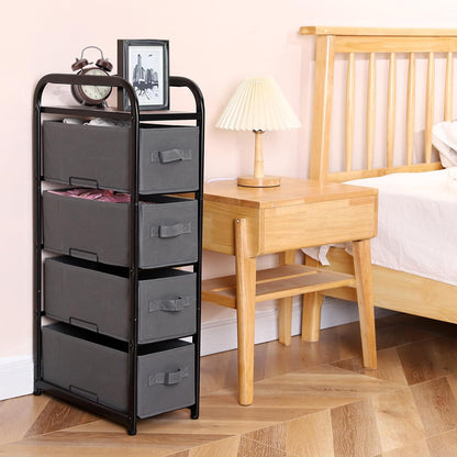Dresser Storage with 3 Drawers, Fabric Dresser Tower, Vertical Storage Unit for Bedroom, Closet, Office, Black
