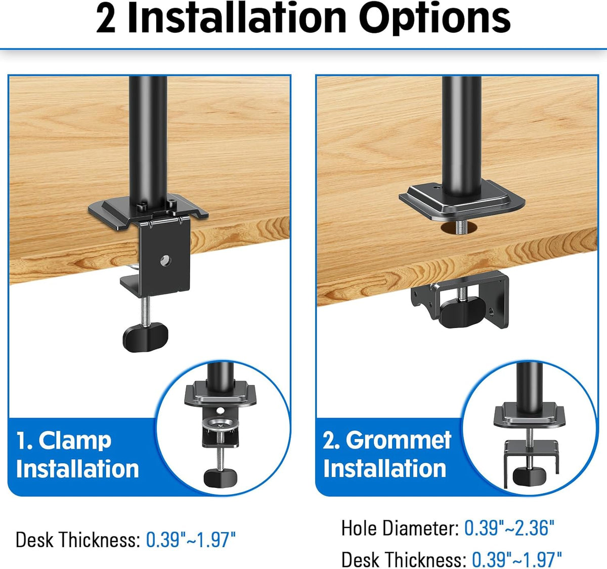 Dual Monitor Desk Mount, Max 32 Inch up to 17.6lbs, Fully Adjustable Dual Monitor Arm for 2 LCD Screens, Double Monitor Stand with C-Clamp and Grommet Base