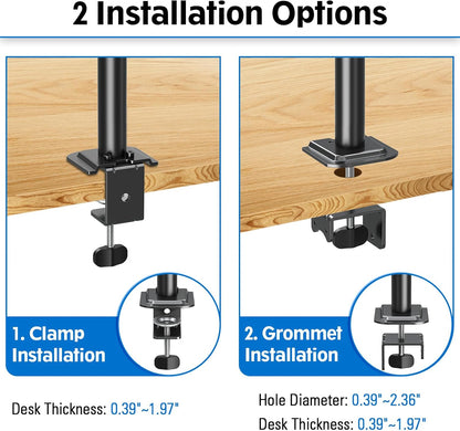 Dual Monitor Desk Mount, Max 32 Inch up to 17.6lbs, Fully Adjustable Dual Monitor Arm for 2 LCD Screens, Double Monitor Stand with C-Clamp and Grommet Base