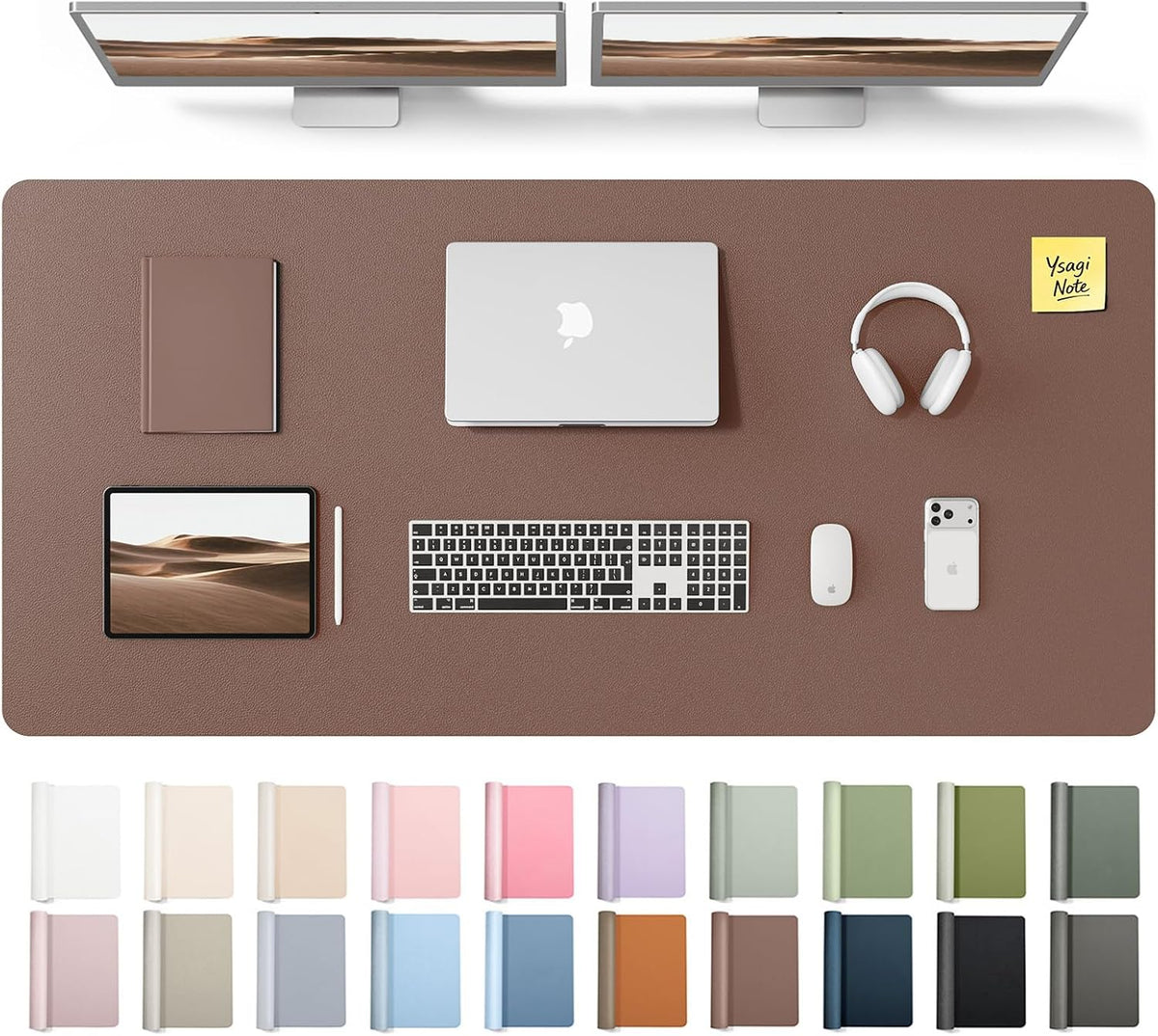 YSAGi Leather Desk Pad Protector, Large Mouse Pad, Non-Slip PU Leather Desk Blotter, Waterproof Writing Pad for Office and Home (31.5" x 15.8", Eggshell) - Colors B