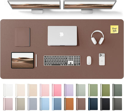 YSAGi Leather Desk Pad Protector, Large Mouse Pad, Non-Slip PU Leather Desk Blotter, Waterproof Writing Pad for Office and Home (31.5" x 15.8", Eggshell) - Colors B