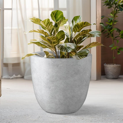 Kante 8.9" H x 10" W Small Concrete Planter, Compact Desktop Plant Pot with Drainage Hole & Rubber Plug – Lightweight Breathable Cement Container for Succulents, Cactus, Herbs, Indoor Outdoor, Gift