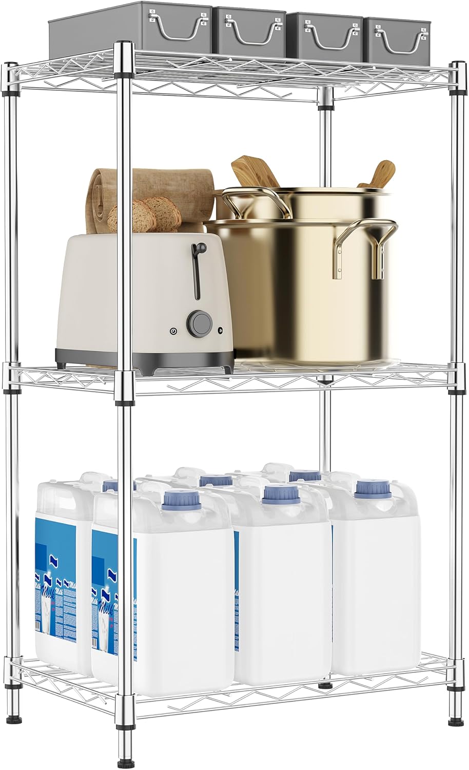 M MZG 450 lbs Steel Storage Shelving 3-Tier Utility Shelving Unit Steel Organizer Wire Rack for Home,Kitchen,Office (11.8" D x 17.7" W x 26.3" H) - Colors B