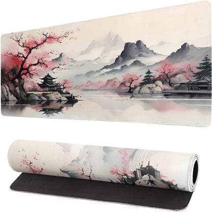 Japanese Mouse Pad, Large Japanese Desk Mat, XL Anime Gaming Keyboard Mat, Non-Slip Rubber Base, Big Extended Desk Protector for Home Office, 31.5”x11.8”