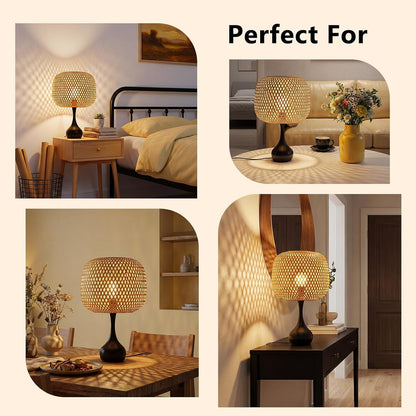 ONEWISH Touch Bedside Lamp for Bedroom, 3-Way Dimmable Farmhouse Table Lamps for Nightstand with Fabric Shade, Desk Lamp for Kids Reading, Home Office