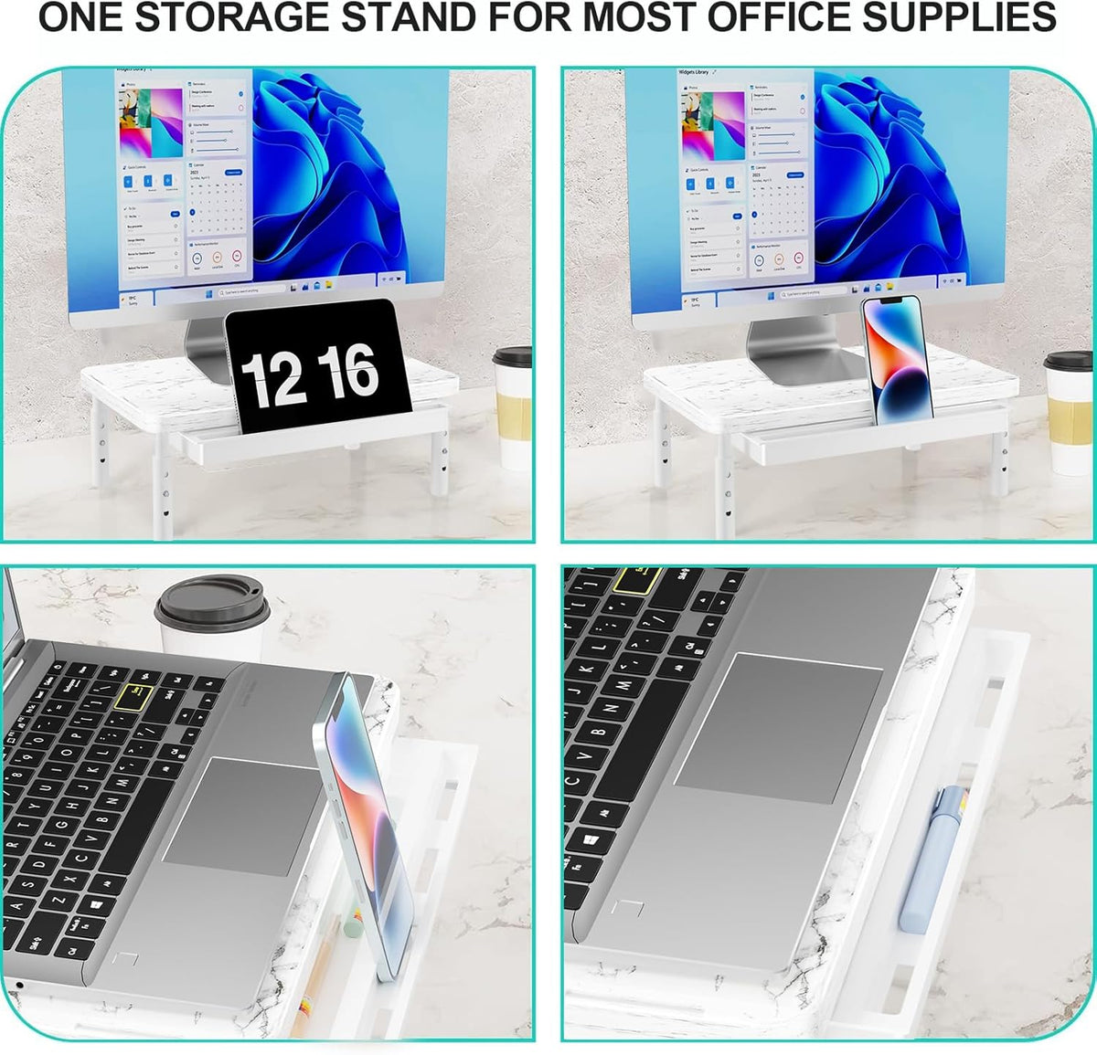 WALI Monitor Stand Riser with Drawer, Desk Organizers and Accessories for Computer, Printer, Laptop Stand for Home Office Supplies, (PTT005-B), 1 Pack, Black