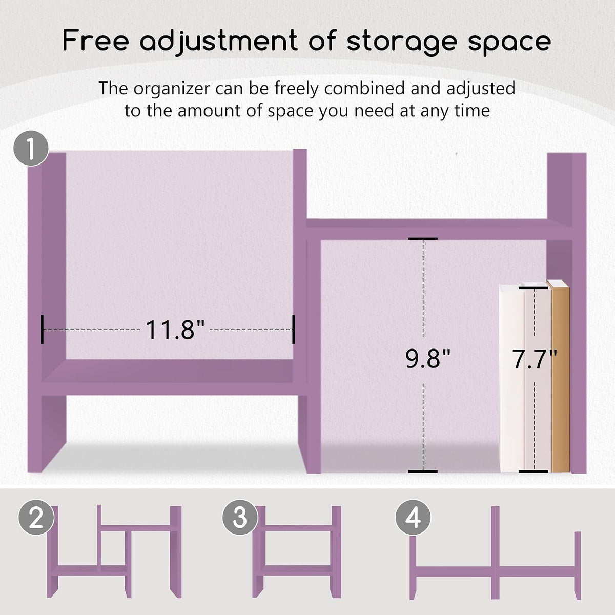 Jerry & Maggie Desktop Organizer Office Storage Rack Adjustable Wood Display Shelf Free Style Double H, Multi-Functional Mini Bookshelf for Desk Natural Stand (White)