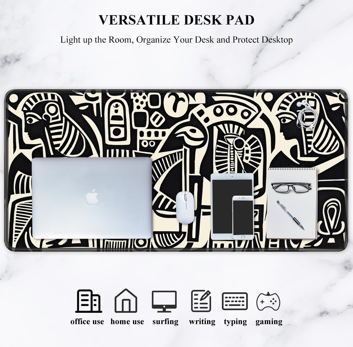 Auhoahsil Desk Mat, Ultra Large Mouse Pad, XXL Gaming Mousepad, Green Tropical Leaves Deskpad, Big Extended Full Size Mouse Pad, Desktop Desk Matt for Keyboard, Laptop & Computer, 35.5 x 15.7 in - Colors A