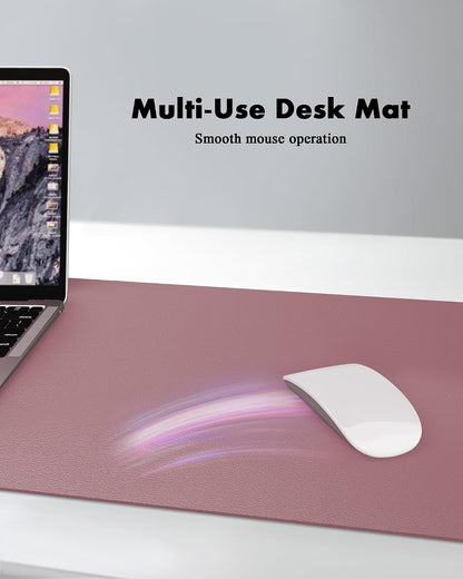Double-Sided Desk Pad, 31.5"x15.7"Leather Desk Mat, Eco Cork Desk Pad Protector,Large Mouse Pad,Waterproof Desk Blotter for Office/Home(Coffee)