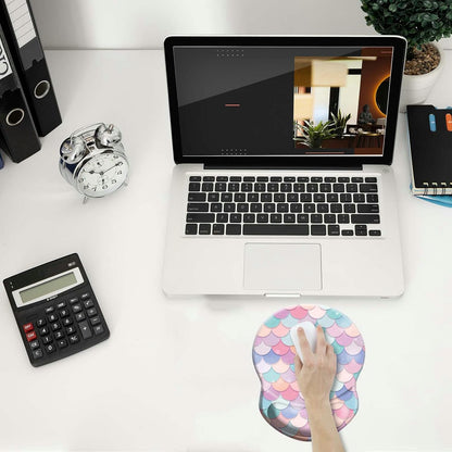 Wrist Support Mouse Pad Anti Slip Rubber Wrist Rest Mousepad 9in X 8in Small Desktop Notebook Mouse Mat for Working and Gaming (M-Pink Floral)