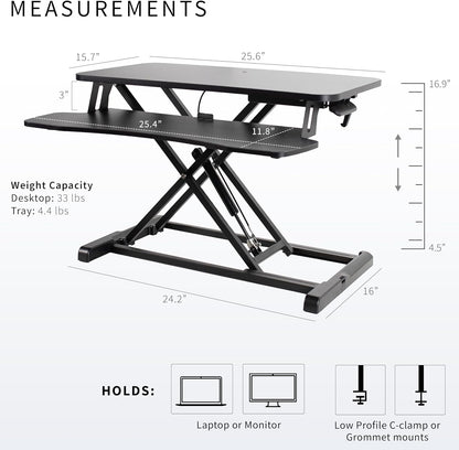 Black 32 in Standing Desk Converter, DESK-V000K