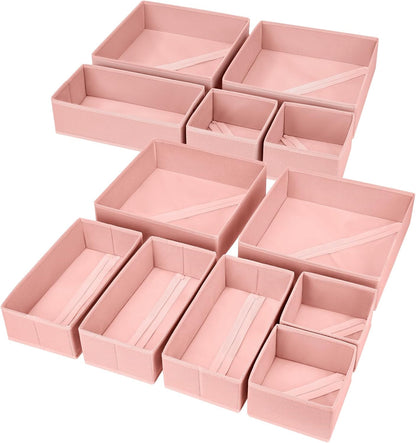 Drawer Organizer Clothes, Dresser Organizer, Foldable Closet Organizers and Storage, Fabric Dresser Bins, Drawer Dividers for Nursery, Baby Clothes, Underwears, Sock (Beige)