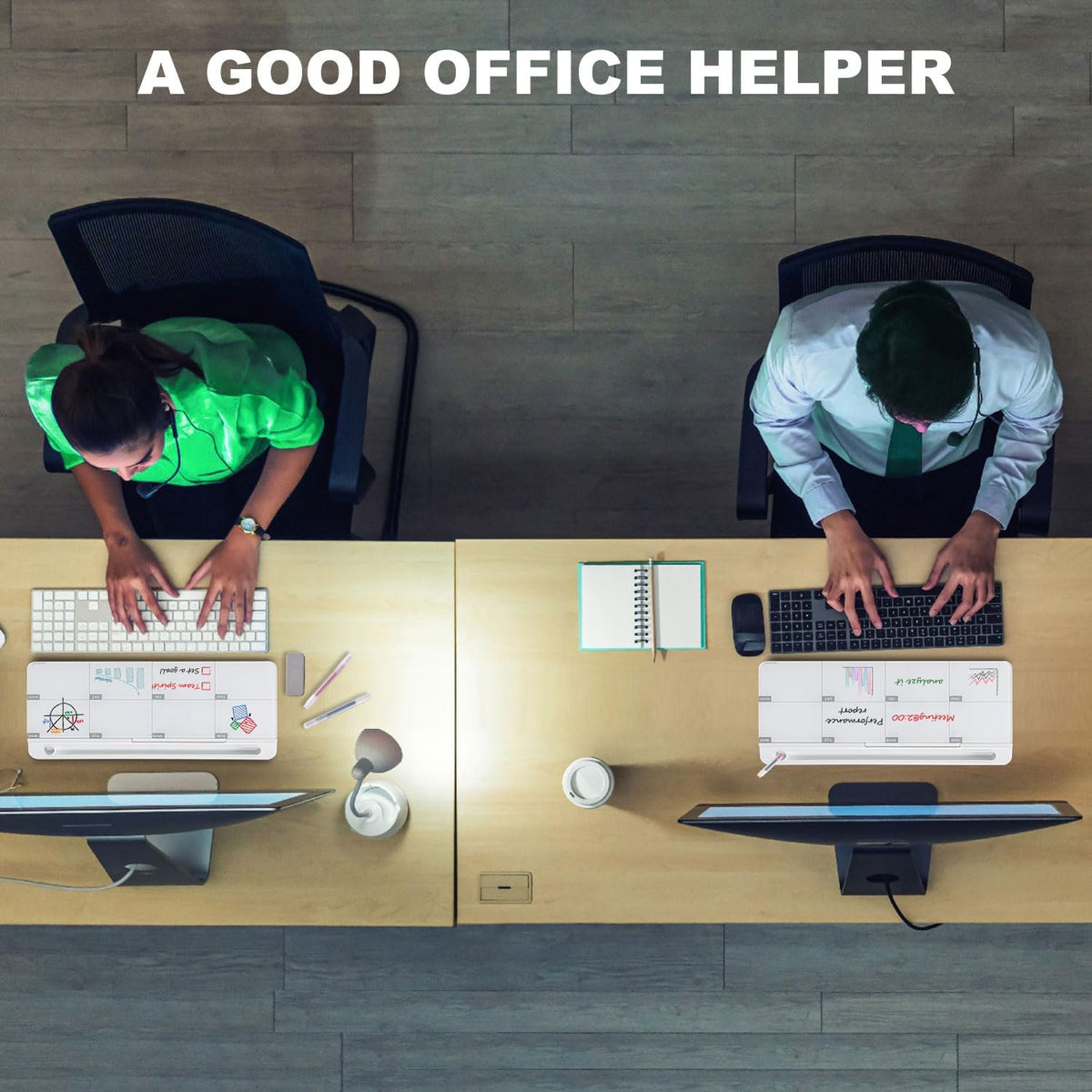TSJ OFFICE Desktop Whiteboard Dry-Erase-Board - Computer Keyboard Stand White Board Surface Pad with Drawer, Desk Organizers with Accessories for Office, Home, School Supplies - Black