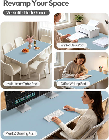 YSAGi Leather Desk Pad Protector, Office Desk Mat, Large Mouse Pad, Non-Slip PU Leather Desk Blotter, Waterproof Laptop Desk Writing Pad for Office and Home (23.6" x 13.8", Eggshell) - Colors B