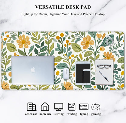 Auhoahsil Desk Mat, Ultra Large Mouse Pad, XXL Gaming Mousepad, Green Tropical Leaves Deskpad, Big Extended Full Size Mouse Pad, Desktop Desk Matt for Keyboard, Laptop & Computer, 35.5 x 15.7 in - Colors B