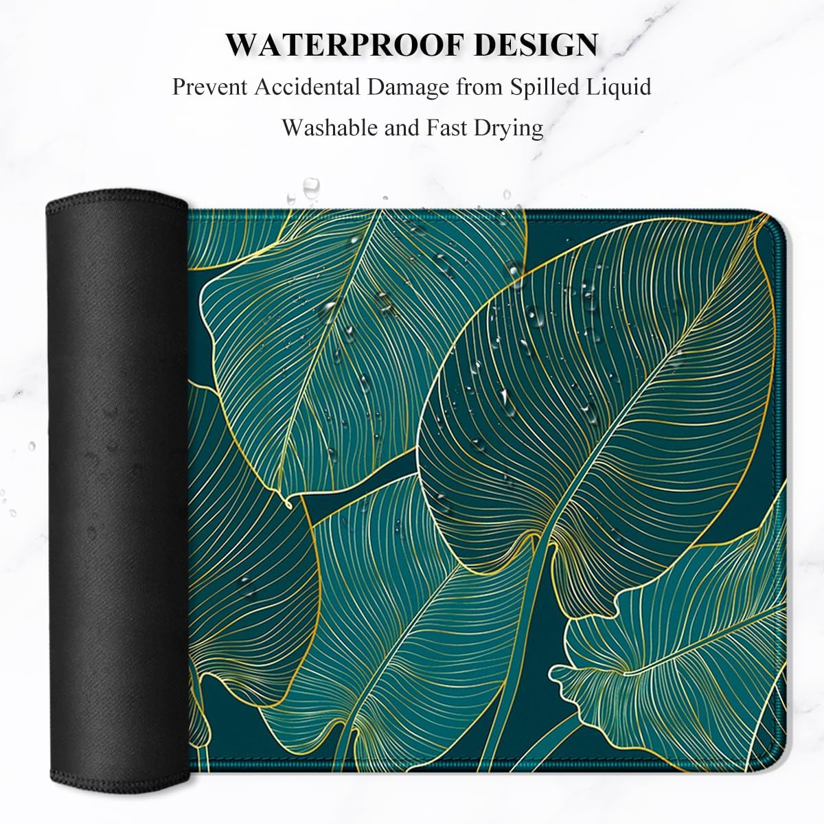 Auhoahsil Desk Mat, Ultra Large Mouse Pad, XXL Gaming Mousepad, Green Tropical Leaves Deskpad, Big Extended Full Size Mouse Pad, Desktop Desk Matt for Keyboard, Laptop & Computer, 35.5 x 15.7 in - Colors A