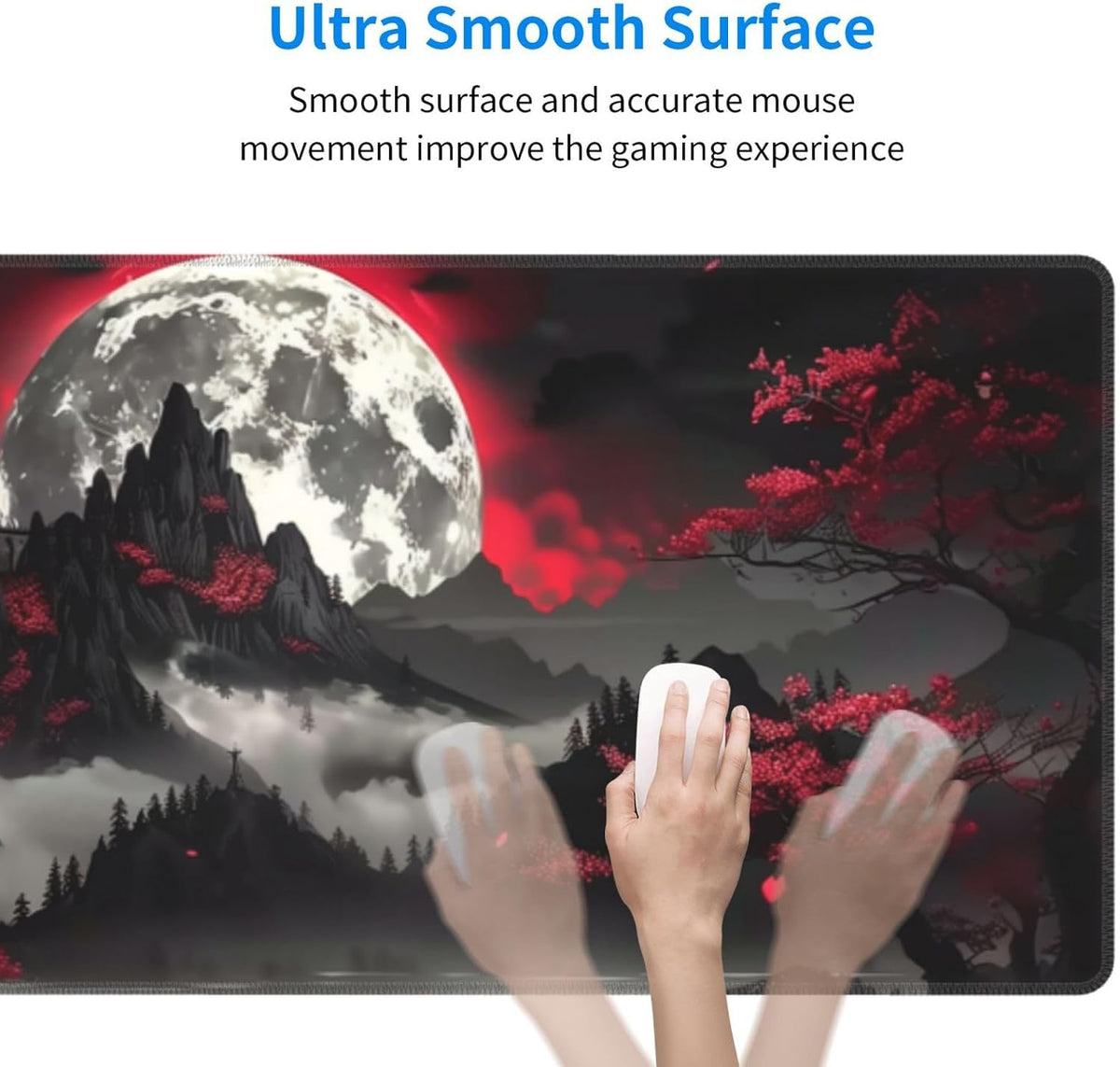 Japanese Mouse Pad, Large Japanese Desk Mat, XL Anime Gaming Keyboard Mat, Non-Slip Rubber Base, Big Extended Desk Protector for Home Office, 31.5”x11.8”