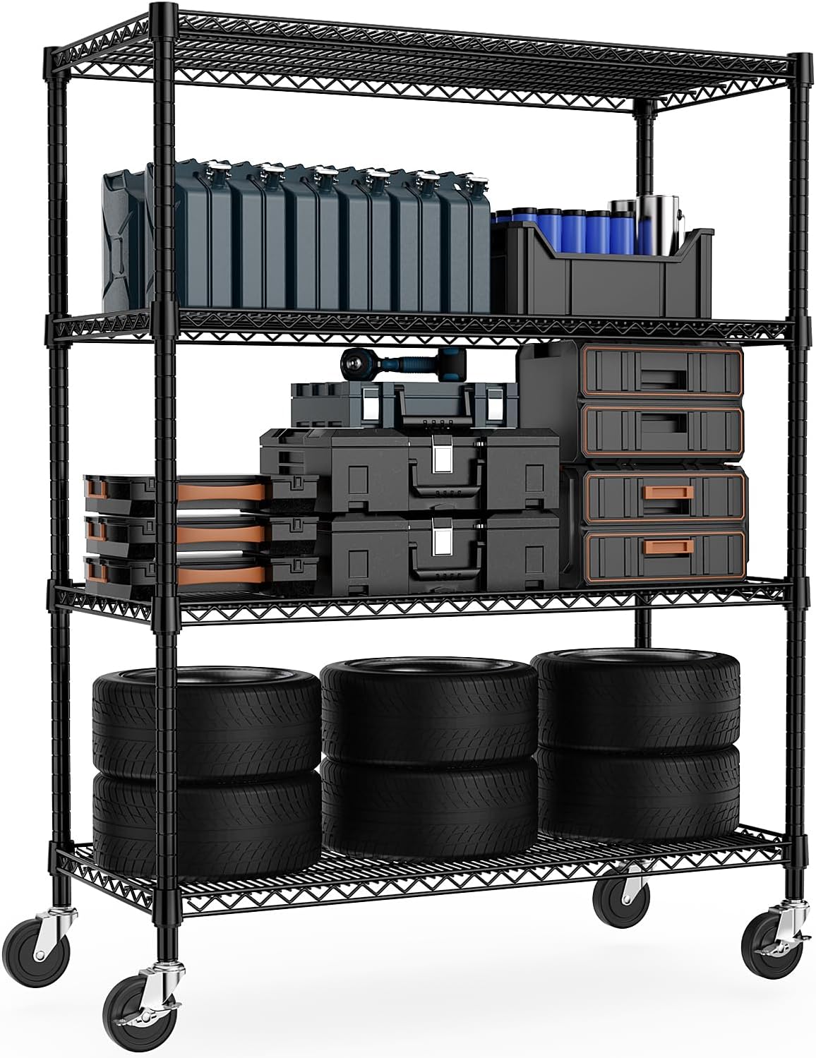 M MZG 450 lbs Steel Storage Shelving 3-Tier Utility Shelving Unit Steel Organizer Wire Rack for Home,Kitchen,Office (11.8" D x 17.7" W x 26.3" H) - Colors A