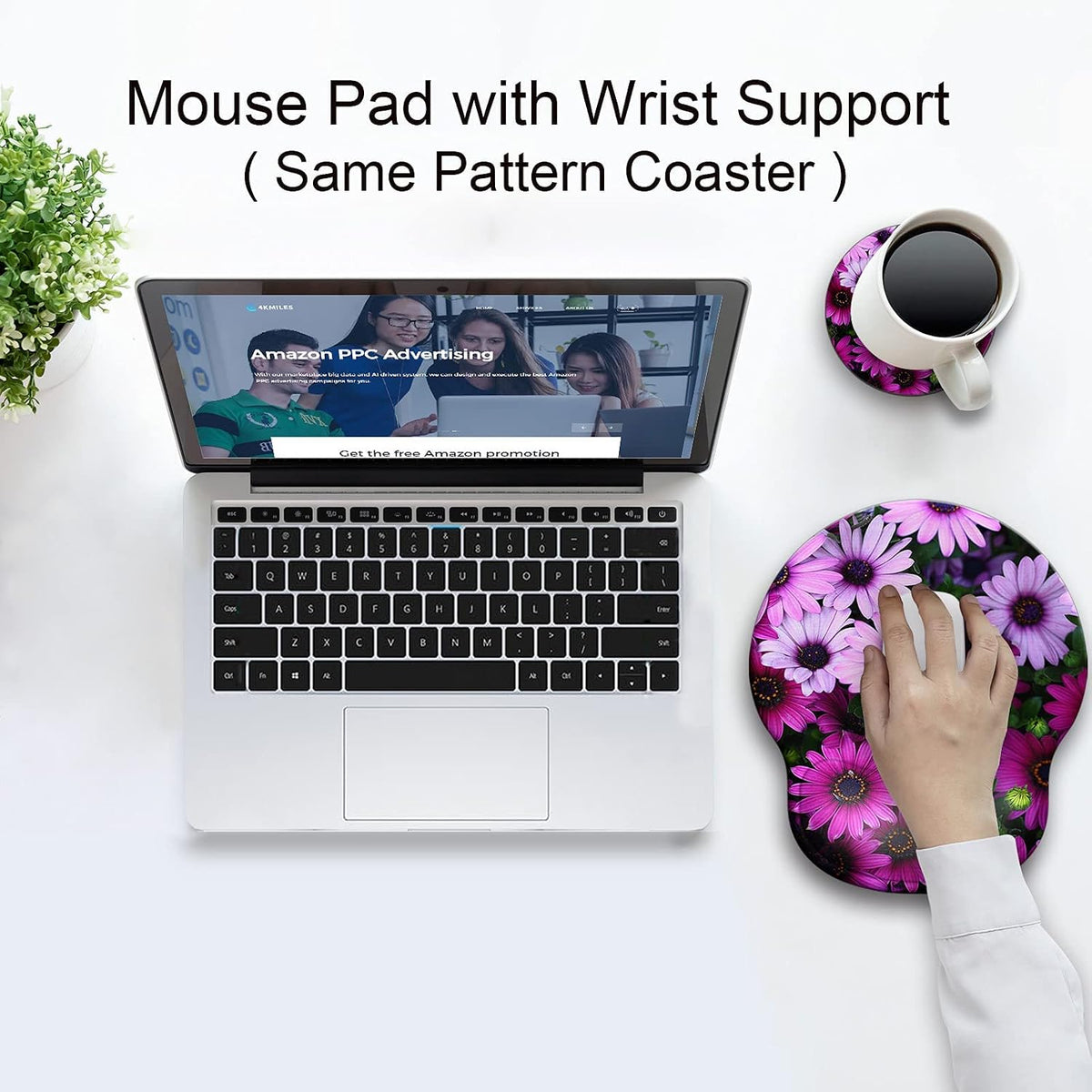 Ergonomic Mouse Pad with Wrist Support Rest,Large Mousepad Gel Wrist Rest, with Coaster Non-Slip & Pain Relief for Computer, Desk, Home&Office-Beach - Colors B