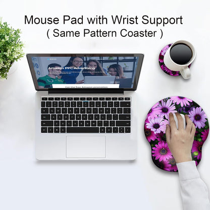 Ergonomic Mouse Pad with Wrist Support Rest,Large Mousepad Gel Wrist Rest, with Coaster Non-Slip & Pain Relief for Computer, Desk, Home&Office-Beach - Colors B
