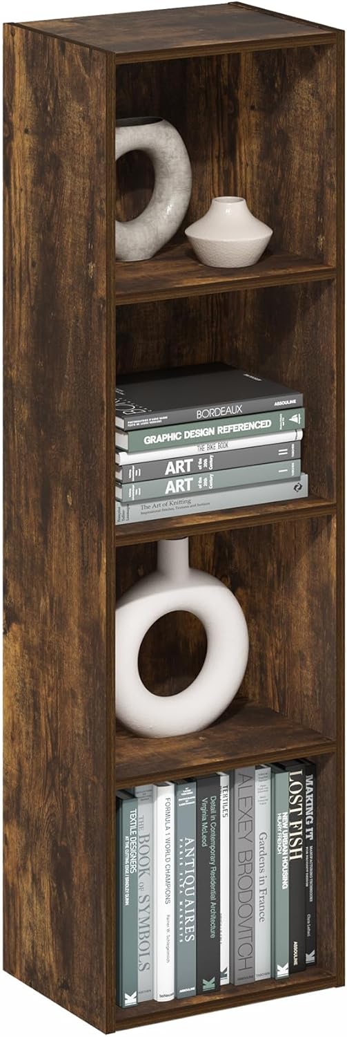 Furinno PASIR Book Shelf, 2-Tier Modern Bookshelf, Open Shelves Bookcase 9 x 12 x 21, Easy Assembly, for Living Room, Bedroom, Home Office, White