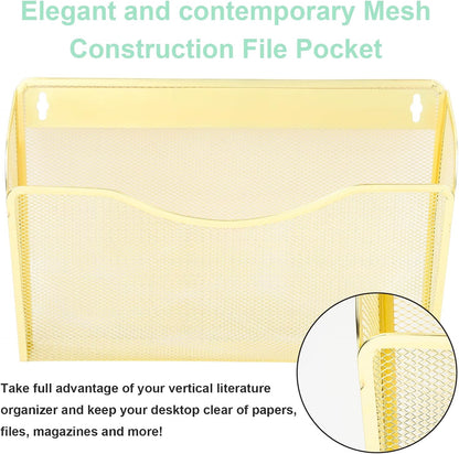 EASEPRES 3 Single Pocket Mesh Hanging File Organizer, Vertical Wall Mounted Magazine File Holder, Mount Basket Mail Paper Document Folder Organizing for Office, Home and School, Black