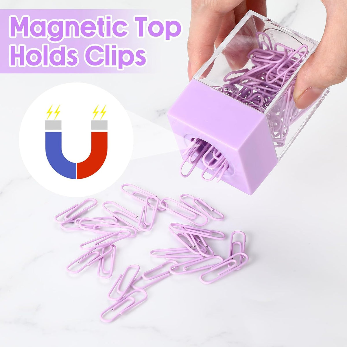 Outus 4 Pieces Magnetic Paper Clip Dispenser Holder Paperclip Dispenser for Desk, School, Office(Black)