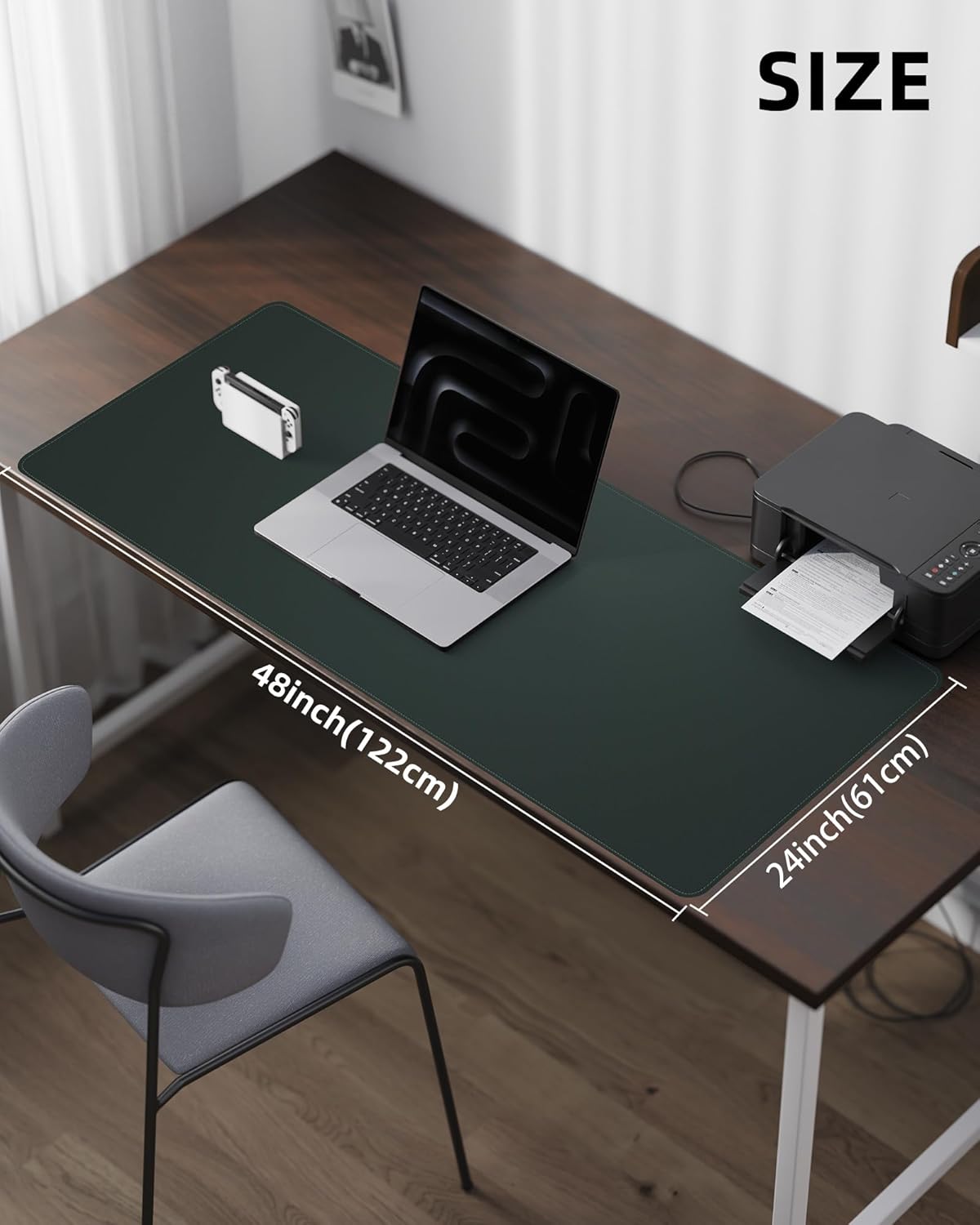 AFIING Large Desk Mat 55" x 24" - PU Leather Desk Pad Protector, Waterproof Non-Slip Extended Mouse Pad for Office Desk, Keyboard, Laptop and Home Workspace (Black)