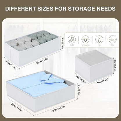 Drawer Organizer Clothes, Dresser Organizer, Foldable Closet Organizers and Storage, Fabric Dresser Bins, Drawer Dividers for Nursery, Baby Clothes, Underwears, Sock (Beige)
