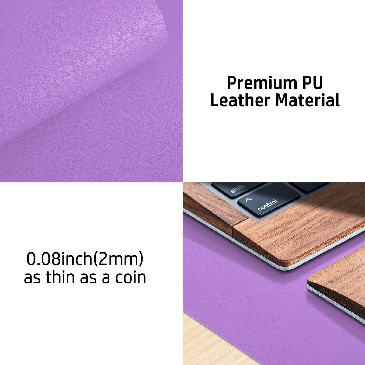 Aothia Leather Office Desk Pad Protector, Non-Slip PU Leather Desk Blotter, Waterproof Laptop Writing Mouse Pad for Office and Home, Black, 31.5" x 15.7" - Colors B