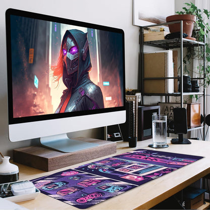 31.5" x 15.7" Waterproof Fabric Desk Pad, Rubber Anti-Slip Base, Stitched Edges No Curling, Fits Laptop Keyboard and Mouse, Smooth Office Mat Large Mouse Pad for Work Game, Black