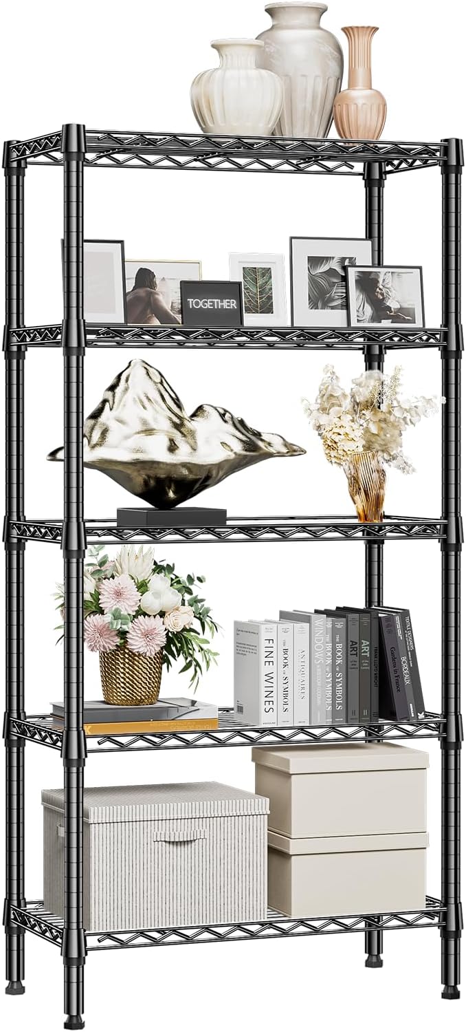 M MZG 450 lbs Steel Storage Shelving 3-Tier Utility Shelving Unit Steel Organizer Wire Rack for Home,Kitchen,Office (11.8" D x 17.7" W x 26.3" H) - Colors B
