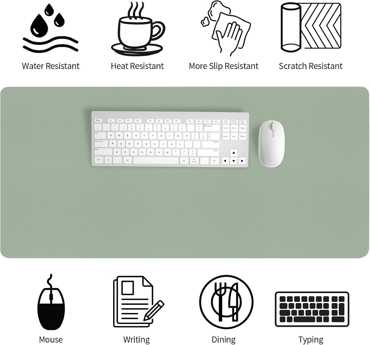 Bloss Leather Desk Pad and Keyboard Wrist Rest, Large Mouse Pad + Keyboard Pad+Mouse Wrist Support, Non-Slip Desk Mat Protector for Office, Home(31.5×15.7 Inches,Beige) - Colors A