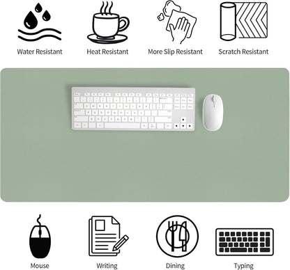 Bloss Leather Desk Pad and Keyboard Wrist Rest, Large Mouse Pad + Keyboard Pad+Mouse Wrist Support, Non-Slip Desk Mat Protector for Office, Home(31.5×15.7 Inches,Beige) - Colors A