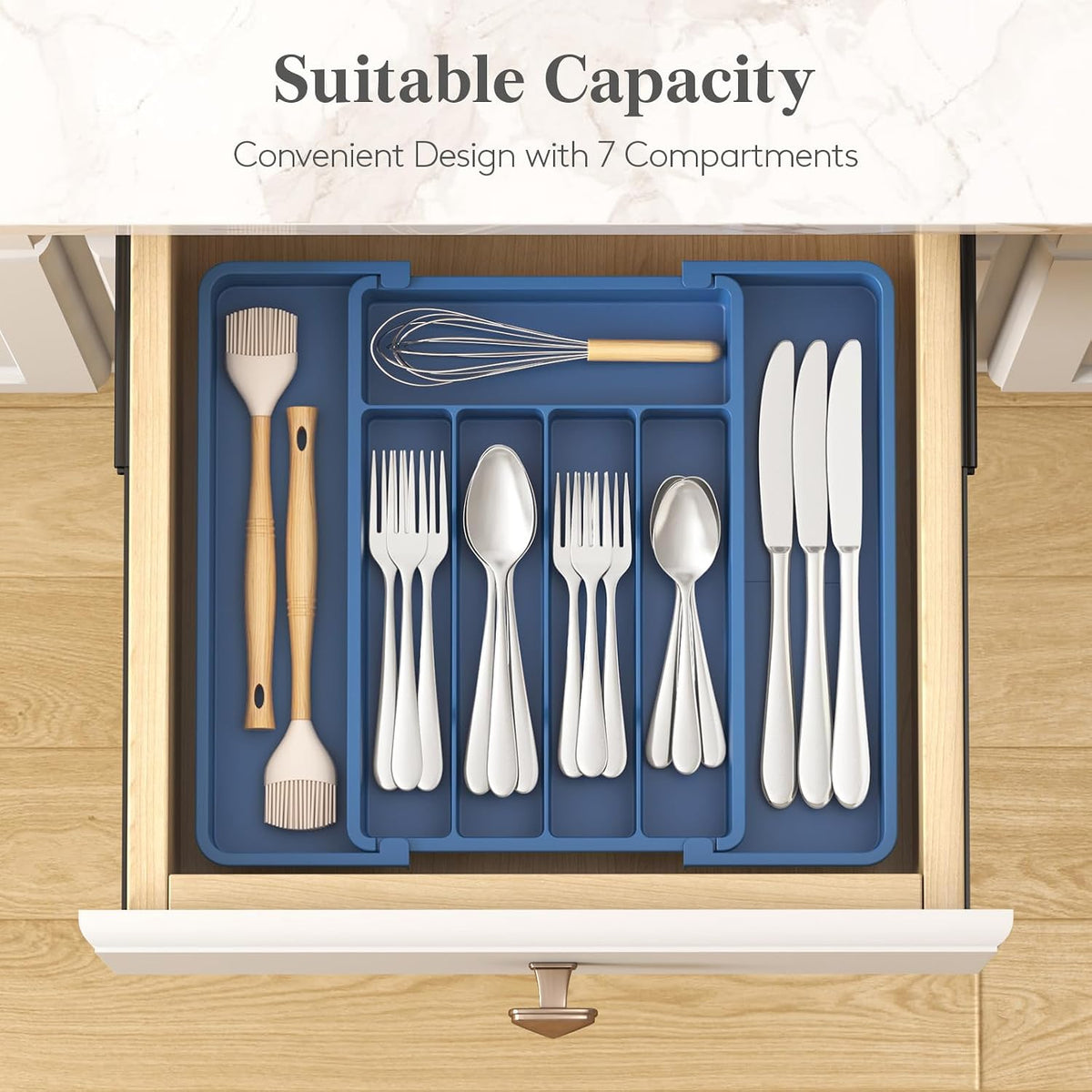Expandable Silverware Drawer Organizer, Kitchen Utensil Tray