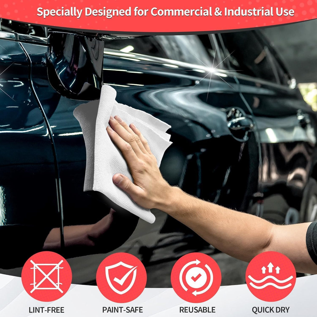 Microfiber Cleaning Cloth, Cleaning Rags Microfiber Towel Bulk Absorbent Lint-Free Wash Cloths, All-Purpose Shop Towels for Cars, Automotive, Garage, Home & Kitchen 11.5"*11.5"