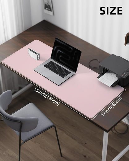 AFIING Large Desk Mat 55" x 24" - PU Leather Desk Pad Protector, Waterproof Non-Slip Extended Mouse Pad for Office Desk, Keyboard, Laptop and Home Workspace (Black)
