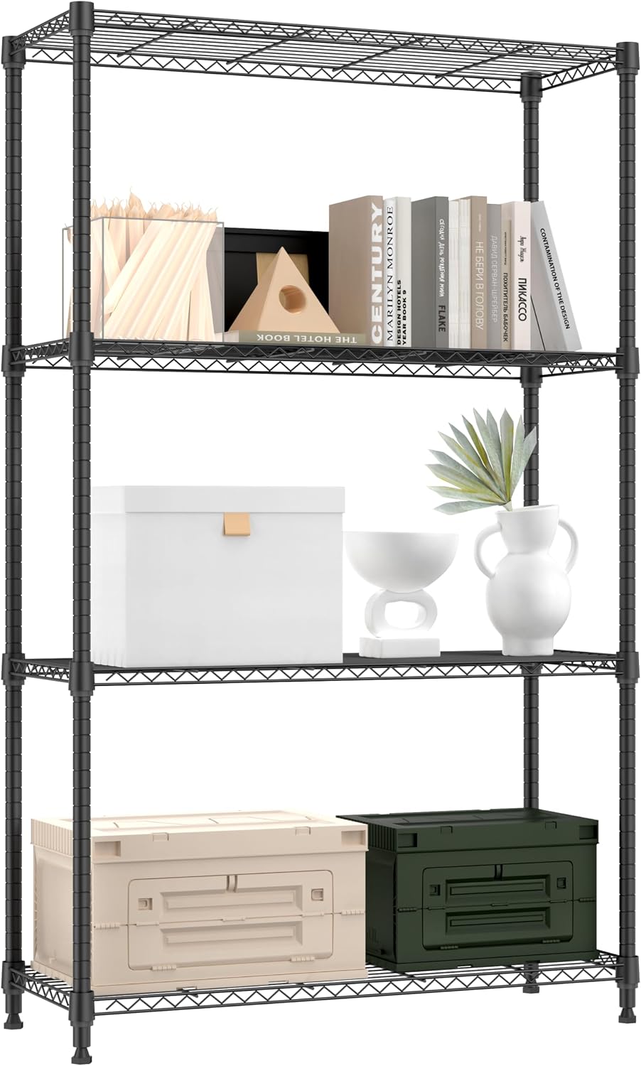 M MZG 450 lbs Steel Storage Shelving 3-Tier Utility Shelving Unit Steel Organizer Wire Rack for Home,Kitchen,Office (11.8" D x 17.7" W x 26.3" H) - Colors B