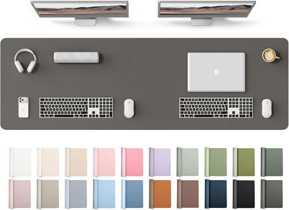 YSAGi Leather Desk Pad Protector, Office Desk Mat, Large Mouse Pad, Non-Slip PU Leather Desk Blotter, Waterproof Laptop Desk Writing Pad for Office and Home (23.6" x 13.8", Eggshell) - Colors B