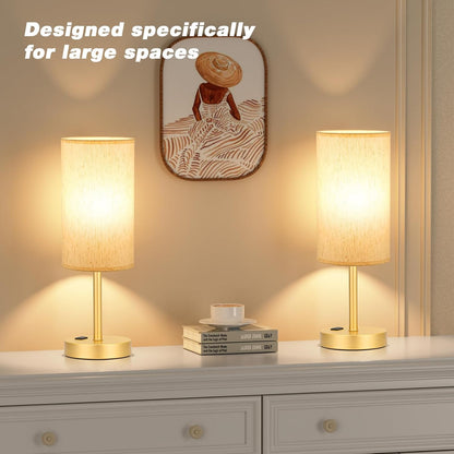 Fenmzee Bedside Table Lamp for Bedroom - Dimmable Touch, USB A+C, AC Outlet