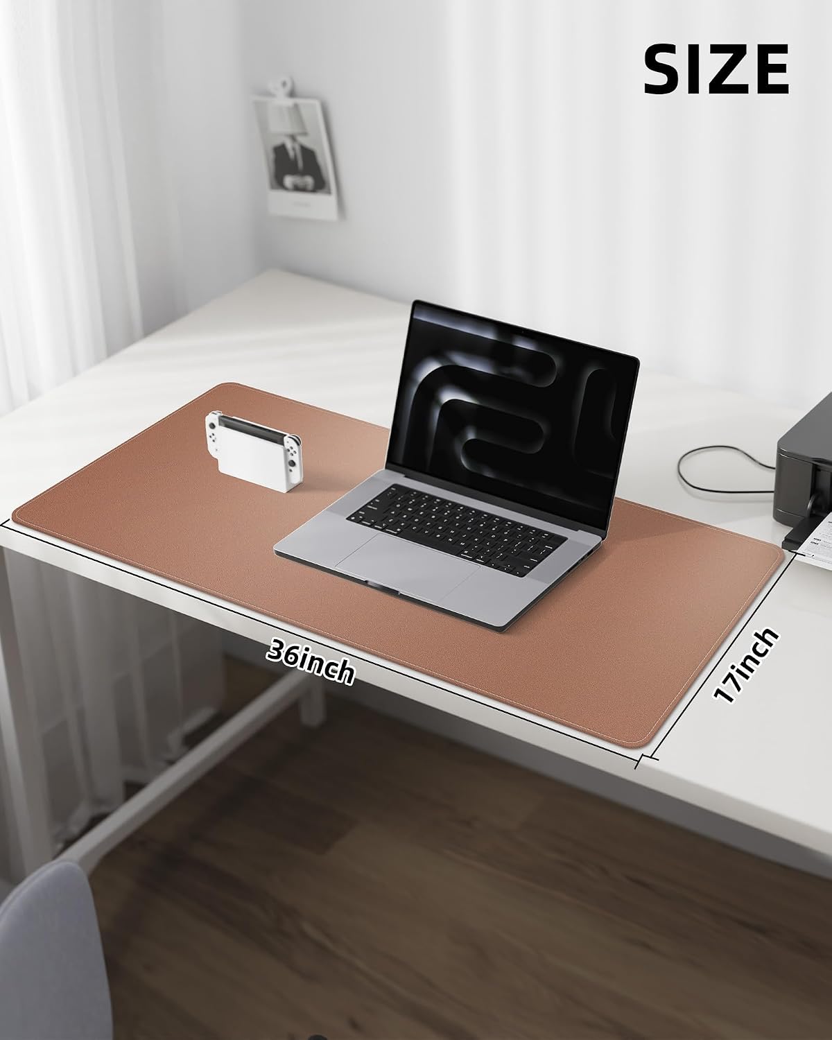 AFIING Large Desk Mat 55" x 24" - PU Leather Desk Pad Protector, Waterproof Non-Slip Extended Mouse Pad for Office Desk, Keyboard, Laptop and Home Workspace (Black)