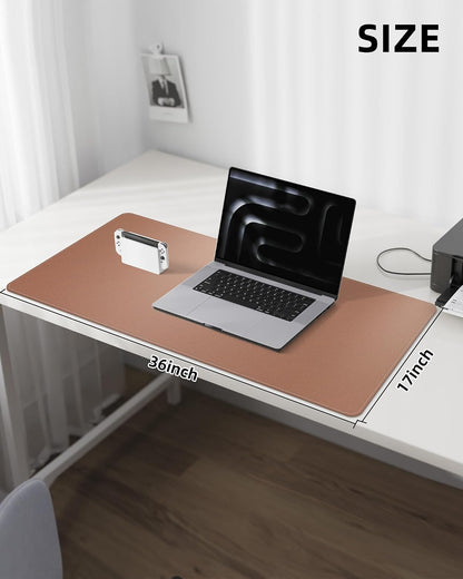 AFIING Large Desk Mat 55" x 24" - PU Leather Desk Pad Protector, Waterproof Non-Slip Extended Mouse Pad for Office Desk, Keyboard, Laptop and Home Workspace (Black)